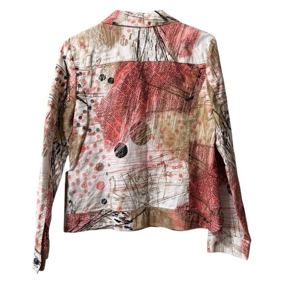 Christopher & Banks Women Jacket Size Medium Long Sleeve Buttons Polka Dots City - Picture 2 of 13